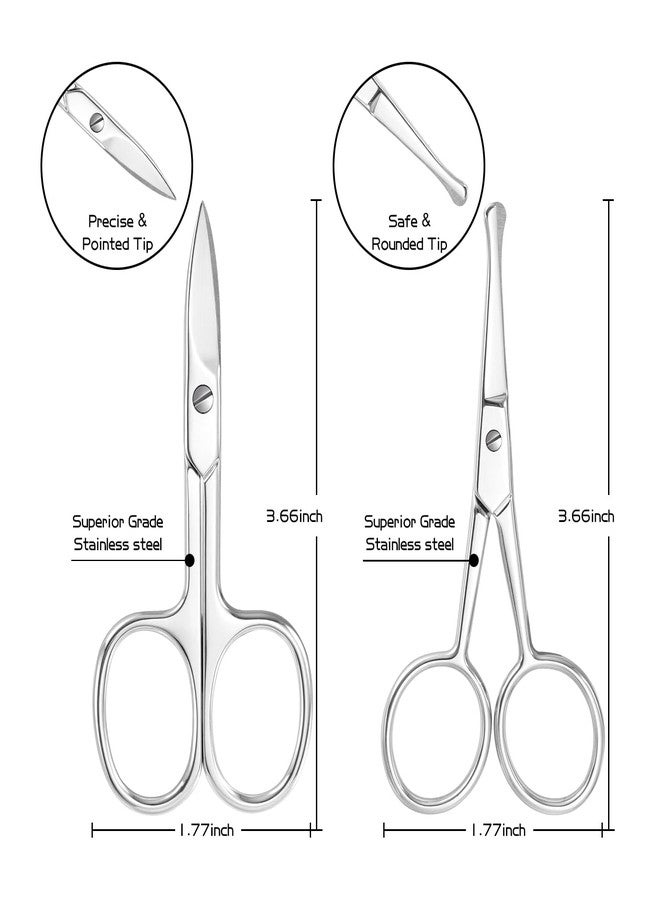Cut it 2PCS Multifunctional Eyebrow Scissors for Women, Mustache Scissors and Nose Hair Scissor for Men, Curved Grooming Scissors for Eyebrow, Mustache, Beard, Eyelashes - Premium Stainless Steel Quality - Image 2