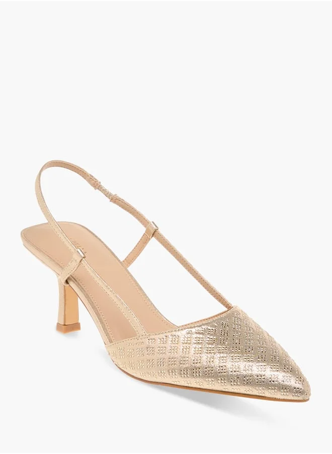 فلورا بيلا من شو إكسبرس Women Textured Slingback Sandals with Kitten Heels