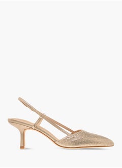 Flora Bella By Shoexpress Women Textured Slingback Sandals with Kitten Heels  - Image 3