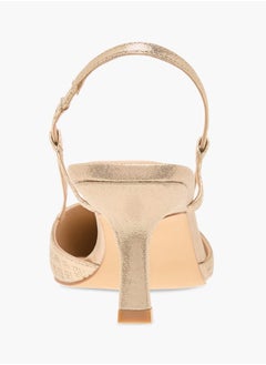 Flora Bella By Shoexpress Women Textured Slingback Sandals with Kitten Heels  - Image 5