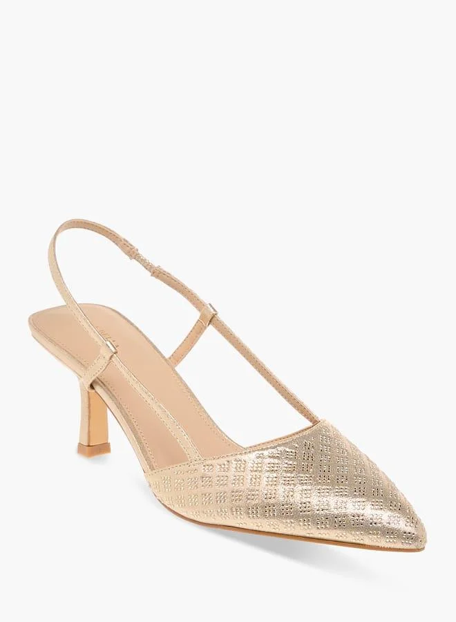 فلورا بيلا من شو إكسبرس صنادل نسائية بحزام خلفي بكعب صغير وتصميم بارز