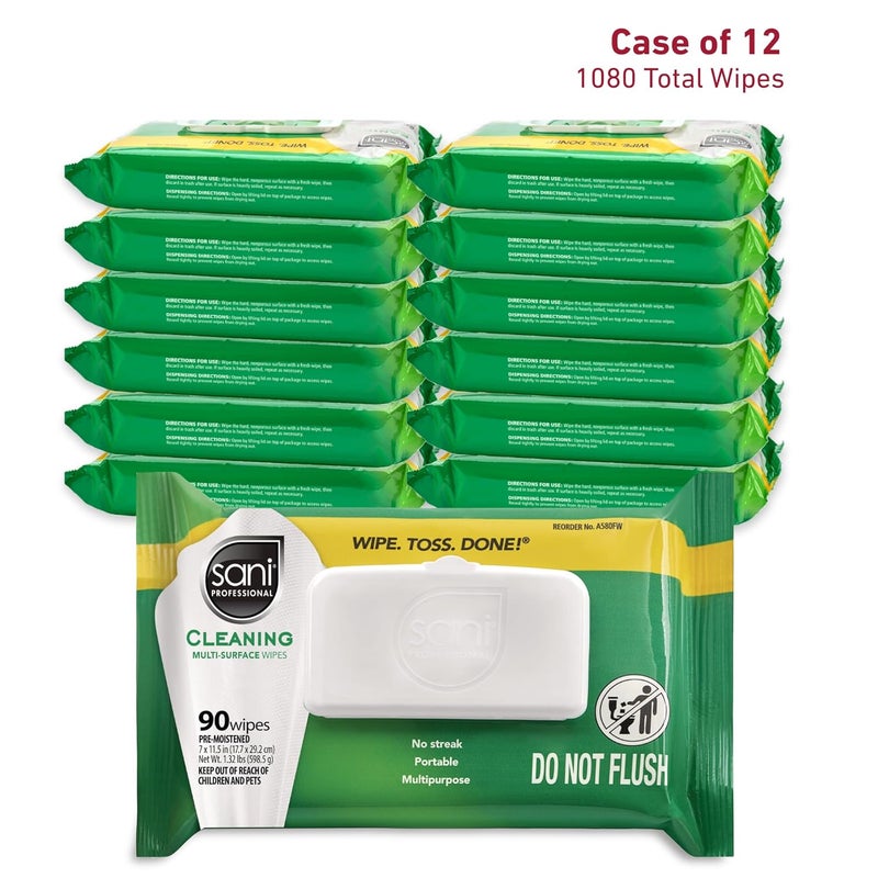 PDI Sani-Professional Cleaning Wipe, Multi-Surface, Fresh Scent, Non - Streak, For Kitchen, Restaurant Tables, Glass, Treated Wood, 90 Count, Pack of 12 (1080 Total Wipes) - Image 3