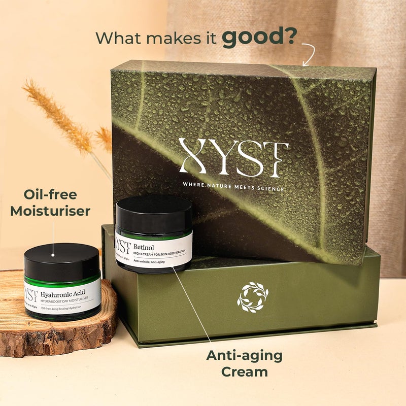 Xyst Anti Aging Gift Set 100gm  Hyaluronic Acid day moisturiser  Retinol Night cream kit  Hydrate  Renew Skincare Combo  For women  men  Pack of 2 - Image 5