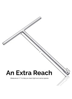 Neiko 01135A 3 8 Drive T Handle Wrench 11 Length Includes 1 4 And 1 2 Adaptors Cr V Steel  - Image 4