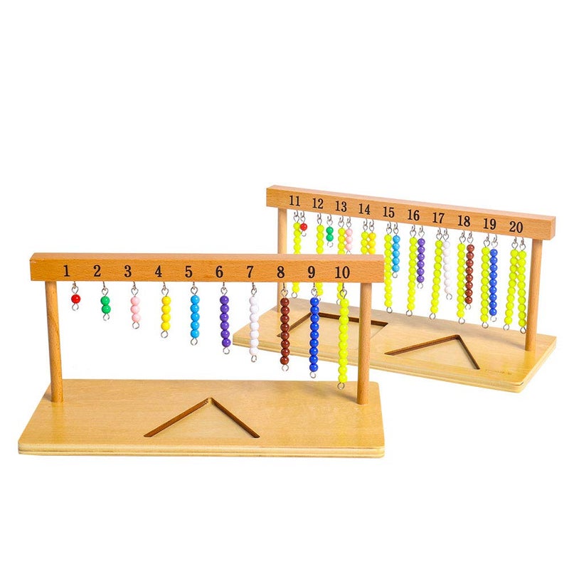 Kghios Montessori Math Toys Materials for Toddlers 1-20 Beaded Hanger Color Bead Stairs with Beads Montessori Mathematics Eductional Materials Learning Tools Preschool Toys - Image 3