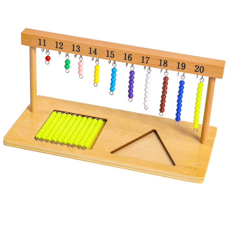 Kghios Montessori Math Toys Materials for Toddlers 1-20 Beaded Hanger Color Bead Stairs with Beads Montessori Mathematics Eductional Materials Learning Tools Preschool Toys - Image 5