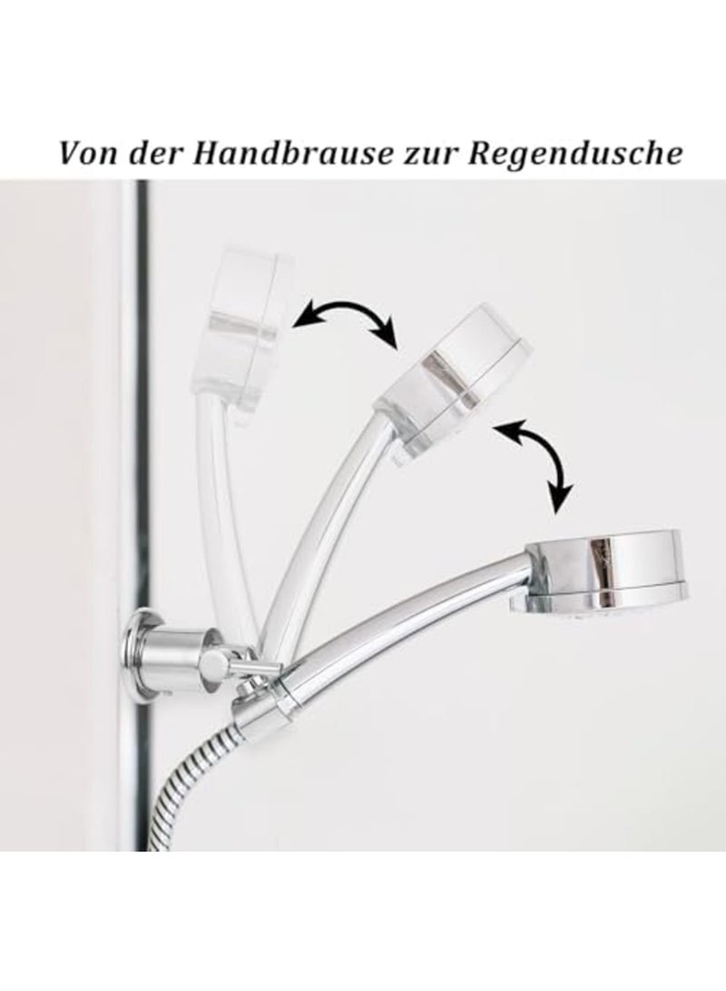 Shower Head Holder with 180° Adjustable Angle, Chrome Handheld Shower Head Bracket with Tension Nut, Shower Wand and Hose Holder for Bathroom, Minimalist Design (Chrome) - Image 2