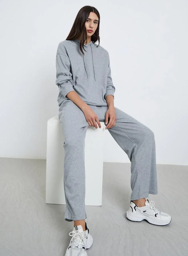 Styli Grey Waffle Knit Hoodie and Joggers Co-Ords