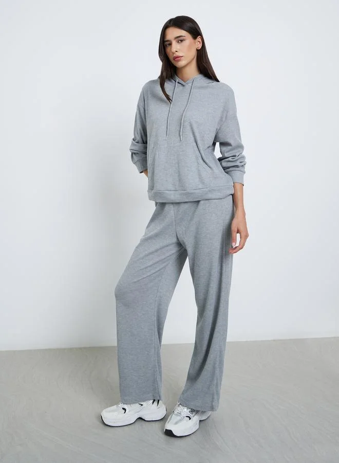 Styli Styli Grey Waffle Knit Hoodie and Joggers Co-Ords