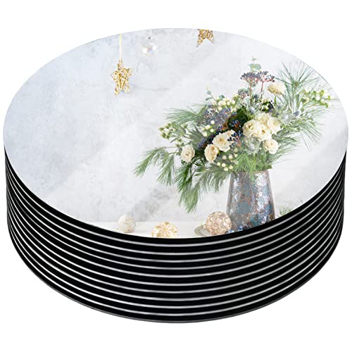 HIFOGANG HIFOGANG 8 Round Mirror Plates Circle Mirror Candle Plates for Table Centerpieces  Wedding Decorations  Baby Shower Parties 2mm 12 Pack 