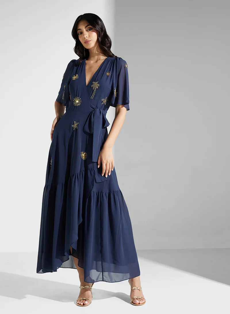 Hope & Ivy Embroidered Chiffon Dress