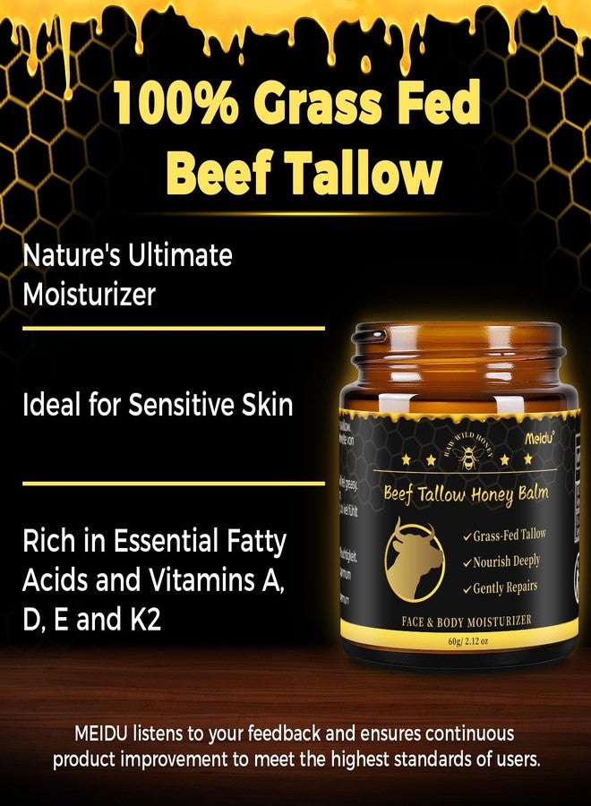 MEIDU Beef tallow for skin,Tallow and Honey Balm,Beef Tallow for Face,Hydrating Tallow Balm with Raw Honey and Beeswax - Image 4