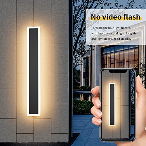 Aipsun 2 Pack Outdoor LED Wall Light,23.6 inch LED Modern Porch & Patio Wall Sconce Black Exterior Lights Wall Light for Entrance, Hallway, Garage, Porch(Warm Light 3000K) - Image 3