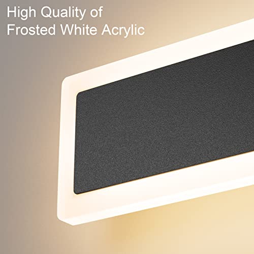 Aipsun 2 Pack Outdoor LED Wall Light,23.6 inch LED Modern Porch & Patio Wall Sconce Black Exterior Lights Wall Light for Entrance, Hallway, Garage, Porch(Warm Light 3000K) - Image 4