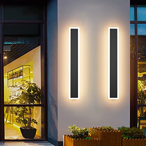 Aipsun 2 Pack Outdoor LED Wall Light,23.6 inch LED Modern Porch & Patio Wall Sconce Black Exterior Lights Wall Light for Entrance, Hallway, Garage, Porch(Warm Light 3000K) - Image 5