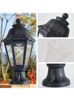 SP SUPER POWER Outdoor Plastic Post Lights, Exterior Lamp Post Light Fixture with E27 Socket, Black Waterproof Post Lantern with Clear Lampshade, Pillar Outside Lighting for Garden, Patio, Pathway  - Image 2