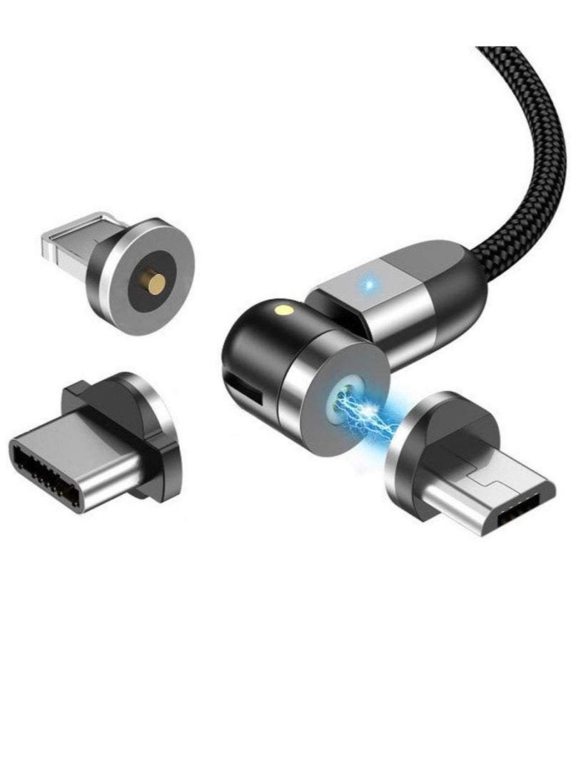 ارواق 3 في 1 كابل شحن مغناطيسي 3.3FT متعدد كابل الشاحن المغناطيسي نايلون مضفر مغناطيسي 2.4A كابل شاحن للهواتف الذكية مايكرو USB / النوع C / الهاتف - Image 1