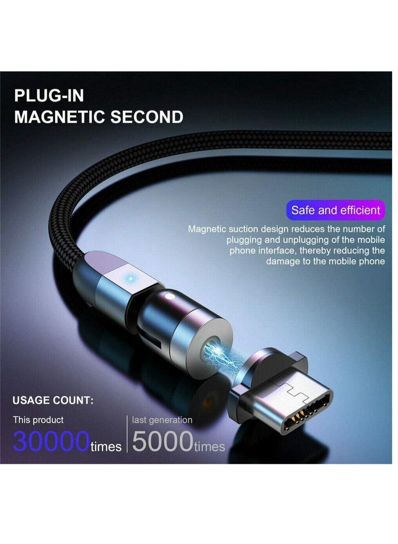 ارواق 3 في 1 كابل شحن مغناطيسي 3.3FT متعدد كابل الشاحن المغناطيسي نايلون مضفر مغناطيسي 2.4A كابل شاحن للهواتف الذكية مايكرو USB / النوع C / الهاتف - Image 2