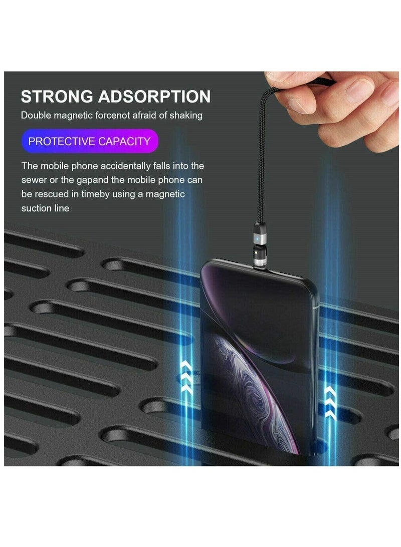 ارواق 3 في 1 كابل شحن مغناطيسي 3.3FT متعدد كابل الشاحن المغناطيسي نايلون مضفر مغناطيسي 2.4A كابل شاحن للهواتف الذكية مايكرو USB / النوع C / الهاتف - Image 4