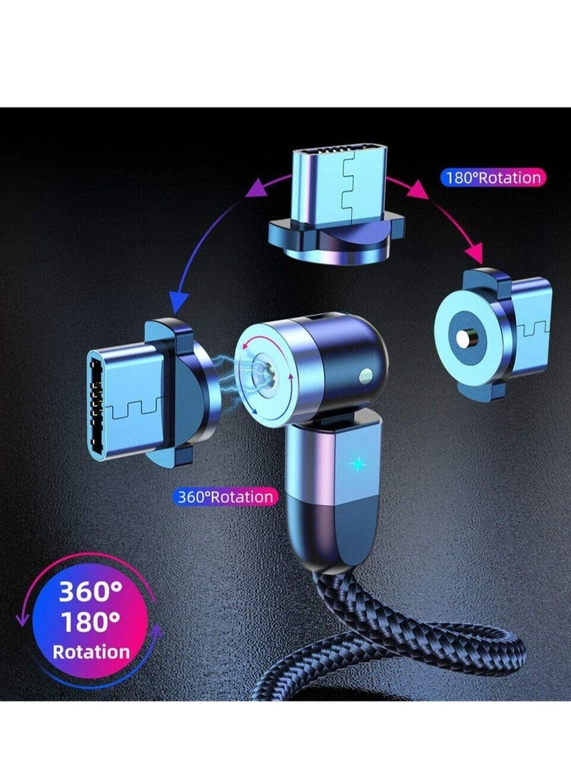 ارواق 3 في 1 كابل شحن مغناطيسي 3.3FT متعدد كابل الشاحن المغناطيسي نايلون مضفر مغناطيسي 2.4A كابل شاحن للهواتف الذكية مايكرو USB / النوع C / الهاتف - Image 5