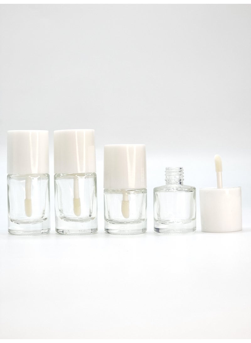 4-Pack Empty White Tint Bottles with Applicator Brush – 8ml & 10ml Refillable Containers for Lip & Cheek Stain