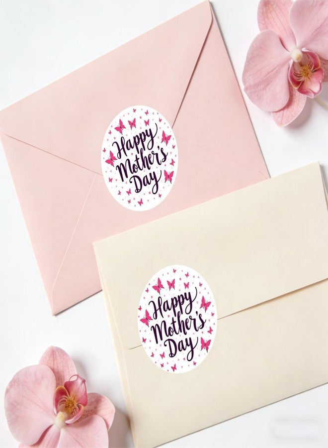 SLGIFT 48pcs Circular Stickers Pink Butterflies Happy Mothers Day Gift Packaging Stickers - Image 3