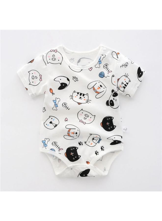 Women's Baby Triangle Hatshirt Summer Jumpsuit Baby Newborn Wrap Fart Clothes Short-sleeved Summer Clothes Cotton Crawling Clothes