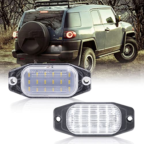 NSLUMO LED License Plate Lights Compatible w/ 2007-2014 To'yota FJ Cruiser, 91-97 FJ80 Land Cruiser, OEM Led Number Lamps Replacement Canbus Error Free 6000K Xenon White Led Rear Tag Light Kit - Image 1