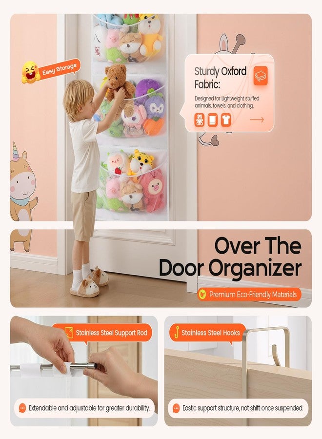 Ruiot Upgraded Assembly Type Stuffed Animal Storage. Original Design & Patented, 4 Components Over the Door Organizer, Adjustable Net Layer, Suitable for Doors and Walls of Various Heights. - Image 3