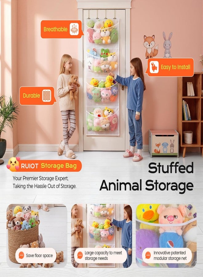 Ruiot Upgraded Assembly Type Stuffed Animal Storage. Original Design & Patented, 4 Components Over the Door Organizer, Adjustable Net Layer, Suitable for Doors and Walls of Various Heights. - Image 2