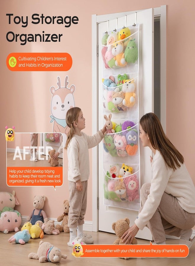 Ruiot Upgraded Assembly Type Stuffed Animal Storage. Original Design & Patented, 4 Components Over the Door Organizer, Adjustable Net Layer, Suitable for Doors and Walls of Various Heights. - Image 5