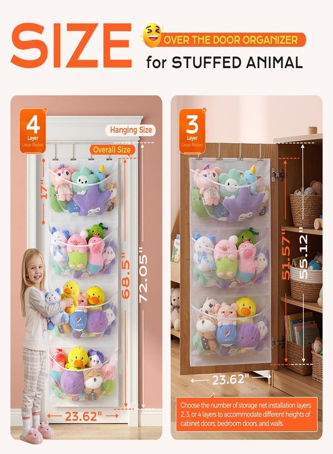 Ruiot Upgraded Assembly Type Stuffed Animal Storage. Original Design & Patented, 4 Components Over the Door Organizer, Adjustable Net Layer, Suitable for Doors and Walls of Various Heights. - Image 4