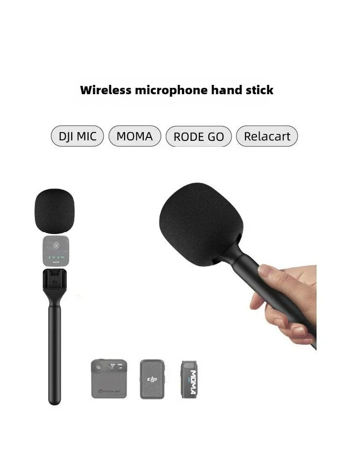 Xria Handheld Wireless Interview Microphone Adapter with Windshield Foam for Rode GO II for DJI Mic 1 2 and Other Similar Wireless Lavalier Microphones - Image 2