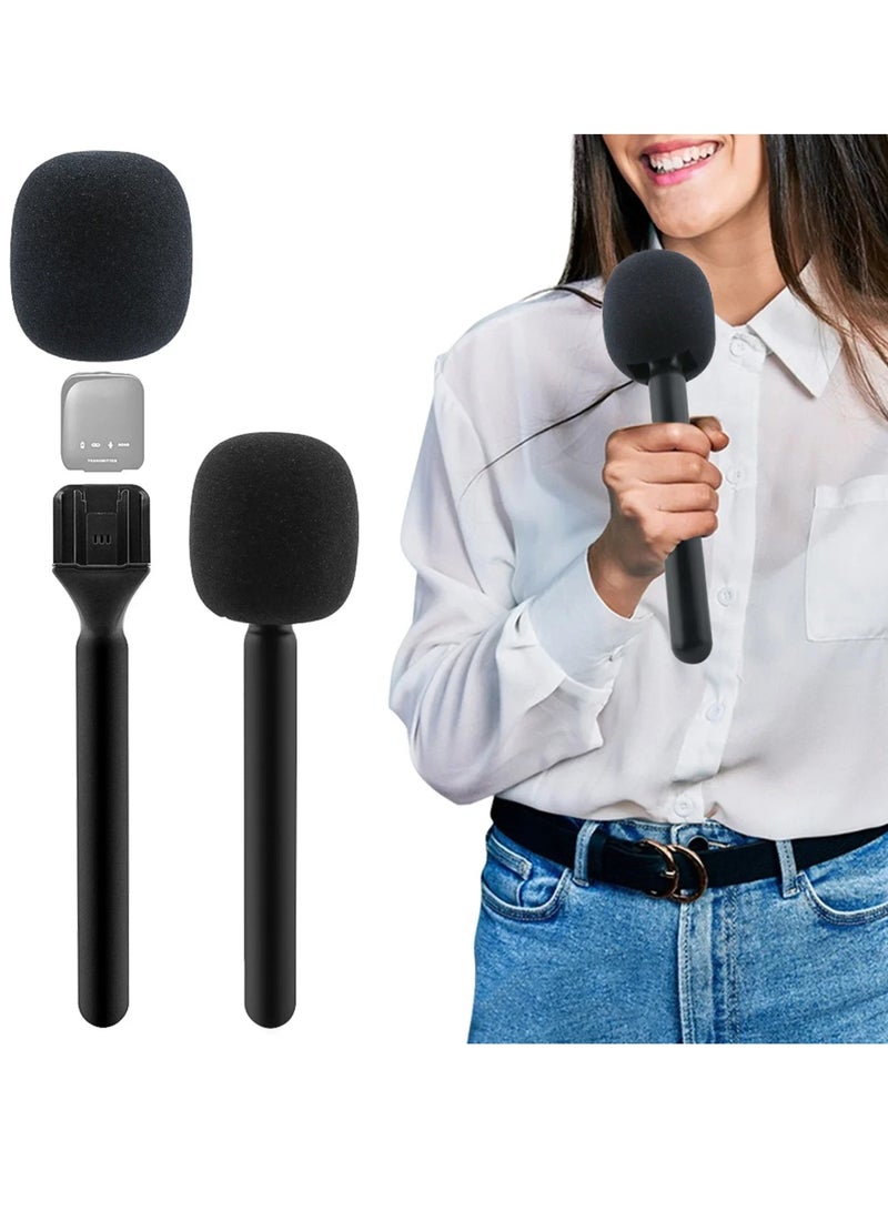 Xria Handheld Wireless Interview Microphone Adapter with Windshield Foam for Rode GO II for DJI Mic 1 2 and Other Similar Wireless Lavalier Microphones - Image 4