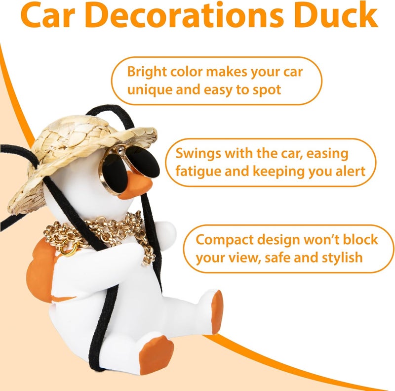 ecocstm Swinging Duck Car Hanging Ornament, Rear View Mirror Hanging Accessories of Swinging Duck, Hanging Duck for Car Mirror, Cute Car Decor Rear View Mirror Accessories Interior for Teens, Men and Women - Image 4