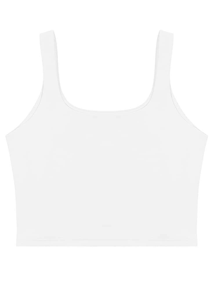 REORIA Women's Summer Sexy Basic Sleeveless Square Neck Fitted Seamless Yoga Cropped Tank Cute Crop Tops White Medium - Image 5