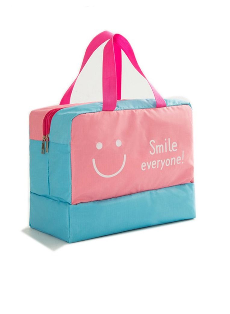Beach Bag Dry and Wet Separation Male and Female Waterproof Swimming Bag Swimming Fitness Equipment Storage Bag Beach Hand Wash Bag Women Waterproof Sandproof Zipper Beach Tote Bag for Pool (Pink) - Image 1