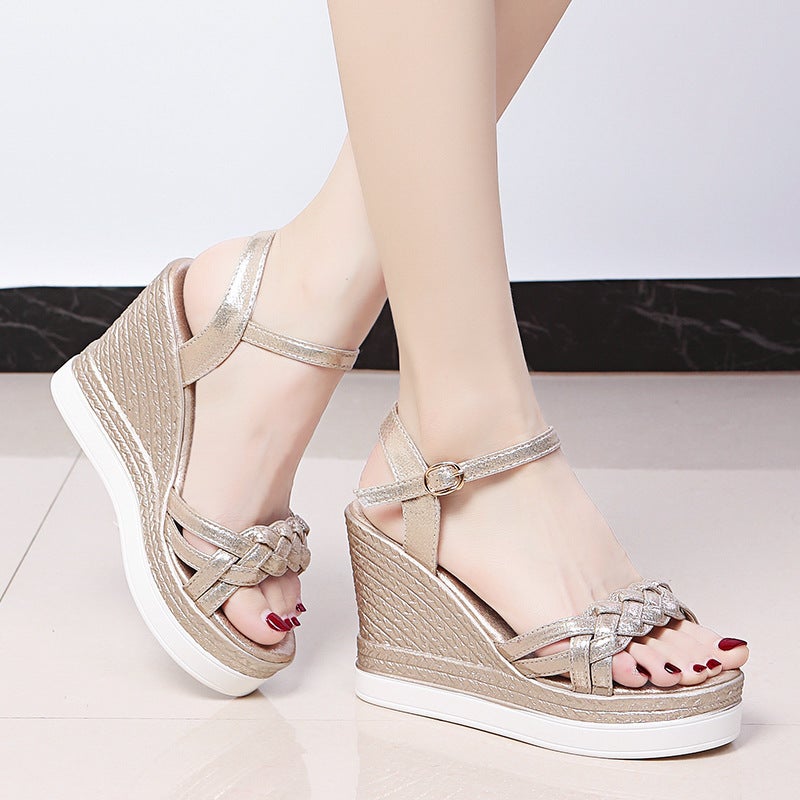 2024 Summer Fairy Rhinestone Platform Sandals Gold