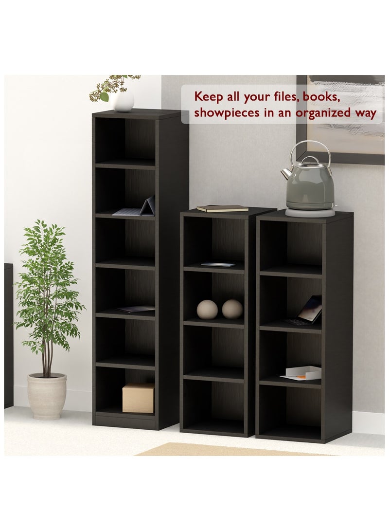 Mahmayi Mahmayi Wooden Storage Display Shelves 4-Tier Freestanding, Box Shelves, Top Shelf for Decoration Ideal for Storing and Displaying your possessions - Black - Image 3