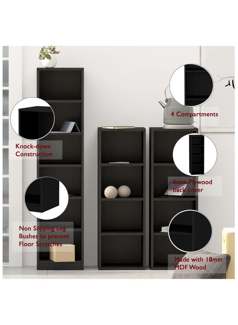 Mahmayi Mahmayi Wooden Storage Display Shelves 4-Tier Freestanding, Box Shelves, Top Shelf for Decoration Ideal for Storing and Displaying your possessions - Black - Image 4