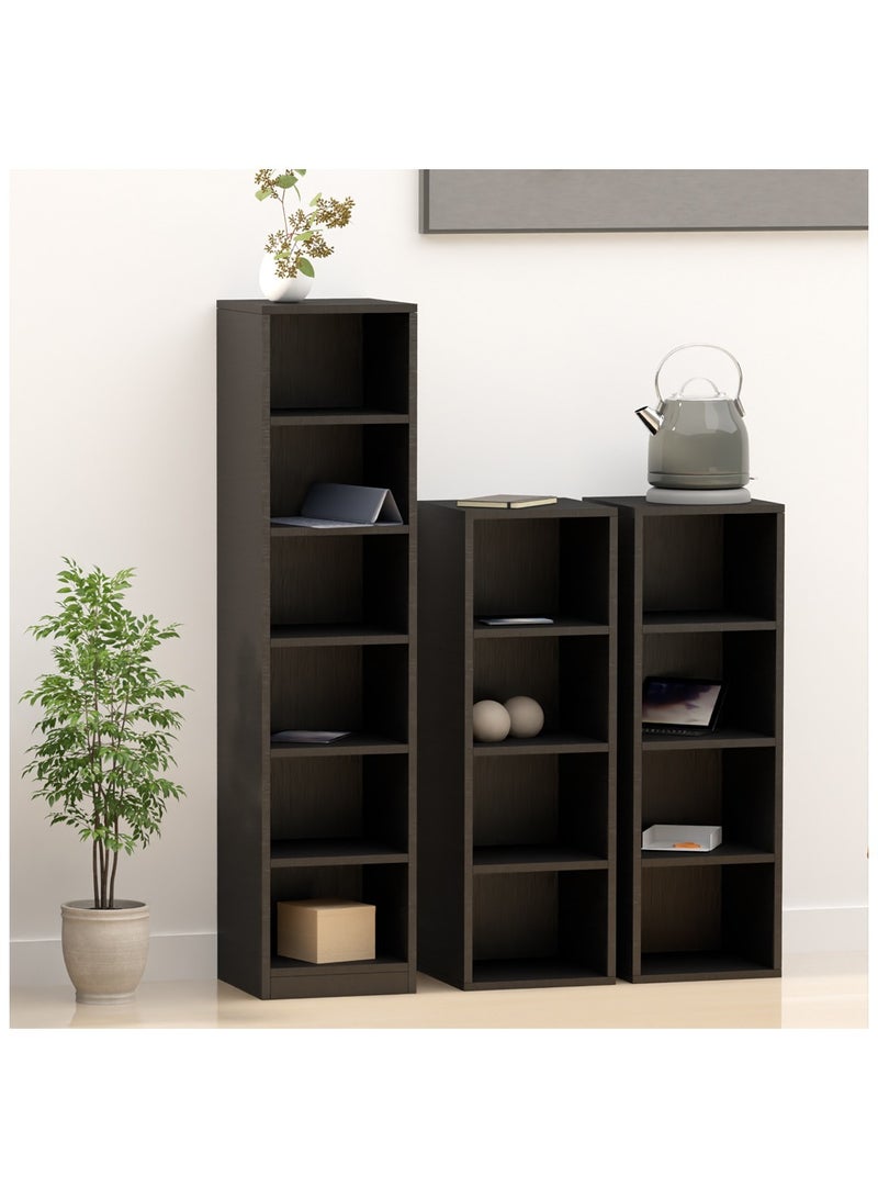 Mahmayi Mahmayi Wooden Storage Display Shelves 4-Tier Freestanding, Box Shelves, Top Shelf for Decoration Ideal for Storing and Displaying your possessions - Black - Image 5