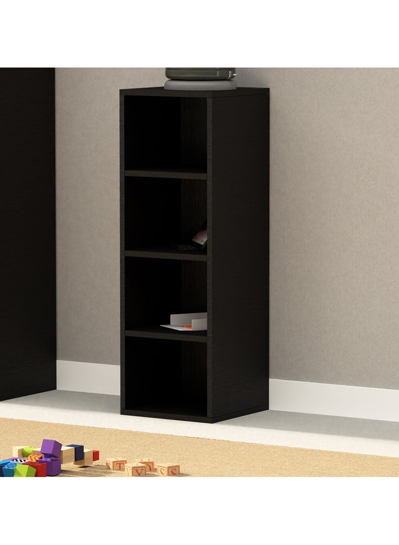 Mahmayi Mahmayi Wooden Storage Display Shelves 4-Tier Freestanding, Box Shelves, Top Shelf for Decoration Ideal for Storing and Displaying your possessions - Black - Image 2