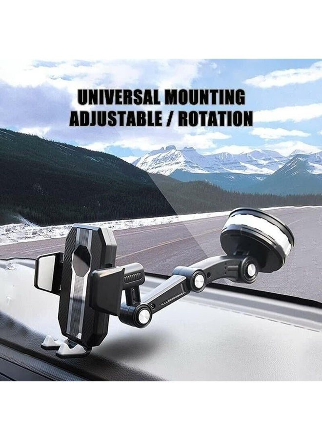 MUNTAQI Car Phone Holder Mount – Long Arm Suction Cup Dashboard & Windshield Mount with Strong Clamp, Universal Adjustable Mobile Phone Stand for Car, Truck, SUV, Center Console & Dashboard Use - Image 3