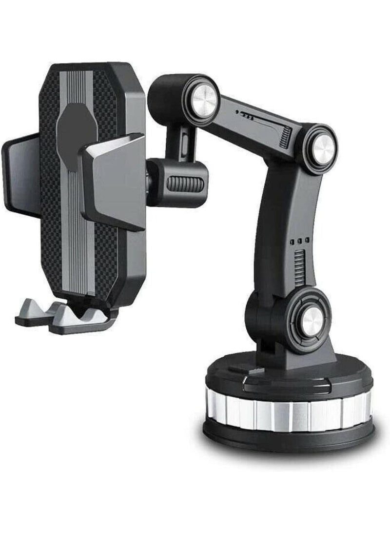MUNTAQI Car Phone Holder Mount – Long Arm Suction Cup Dashboard & Windshield Mount with Strong Clamp, Universal Adjustable Mobile Phone Stand for Car, Truck, SUV, Center Console & Dashboard Use - Image 1