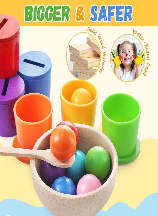 Gserin Ball in Cups Toddler Montesssori Toys for 1 Years Old, Rainbow Color Sorting Toy Coin Box Matching Game, Wooden Learning Color for Baby Toddler Age 1-3, Fine Motor Developmental Infants Sensory Toy - Image 4