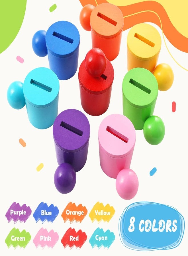 Gserin Ball in Cups Toddler Montesssori Toys for 1 Years Old, Rainbow Color Sorting Toy Coin Box Matching Game, Wooden Learning Color for Baby Toddler Age 1-3, Fine Motor Developmental Infants Sensory Toy - Image 3