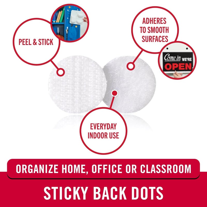 Velcro Brand Sticky Back Dots | 500pc Bulk Pack White | Small 5/8 Inch Circles | Round Adhesive Hook and Loop | for School, Teachers, Mounting Arts and Crafts, Office Organization - Image 2
