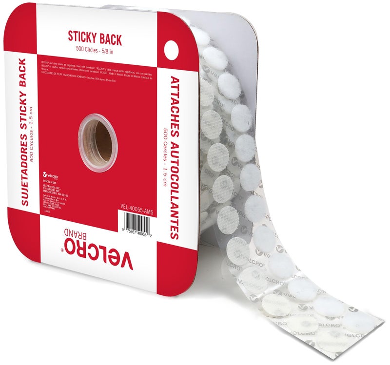 Velcro Brand Sticky Back Dots | 500pc Bulk Pack White | Small 5/8 Inch Circles | Round Adhesive Hook and Loop | for School, Teachers, Mounting Arts and Crafts, Office Organization - Image 1
