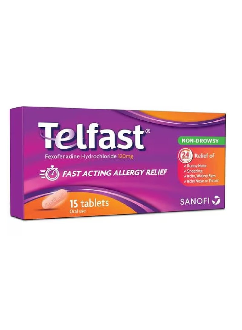sanofi علاج سريع المفعول للحساسية 120 ملجم 15 قرصًا