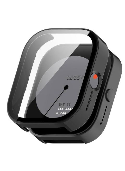 Case Compatible with CMF by Nothing Watch Pro, Full Coverage Slim Hard Case Protective Bumper Built-in Tempered Glass Screen Protector Shell for CMF by Nothing Watch Pro (Black)